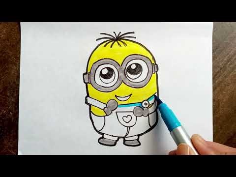How to draw cute minion cartoon | Easy step by step | Drawing and Coloring for Kids |