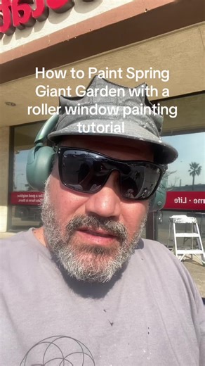 How to Paint Spring Giant Garden with a roller window painting tutorial #howtopaint #windowpainting #paintingtutorial #springtime @ThePolicyPlug