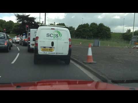 Driving on A4 Langley Slough through M4 motorway Honda Roundabout to Datchet. Slough test route.