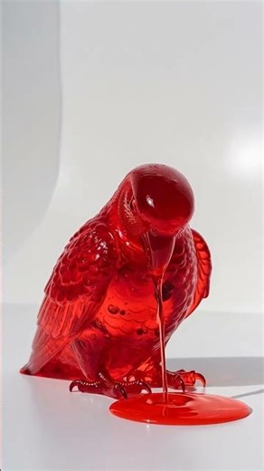 Red Jelly Parrot Melting 🦜🔥 | Satisfying Colorful Animal Melt | Jelly Melt Animals