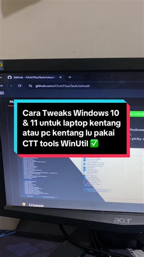 Part 4 | cara Tweaks Windows 10 & Windows 11 pakai WinUtil dari CTT Tools #laptop #optimize #laptopkentang #boostfps #fyp