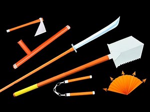 06 SAMURAI WEAPONS || Axe/Tonfas /Nunchacku/Naginata/Paper Fan/Shovel