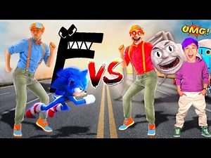 BLIPPI, SONIC, & F FIGHT CURSED BLIPPI, LANKYBOX, AND CURSED THOMAS IN REAL LIFE!