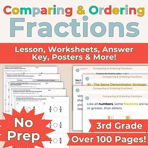 Comparing & Ordering Fractions - 3rd Grade Lesson with Worksheets, Slides, Video and More (Copy)