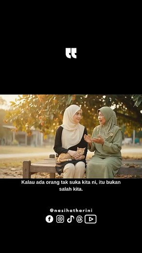 9.9K views · 822 reactions | Kalau orang tak suka kita; 1. Bukan salah kita. Itu masalah hati dia sendiri. Jangan overthinking atau rasa bersalah! 2. Lindungi ‘Tenang’ kita. Jangan biar kebencian dia tarik mood atau rosakkan fokus kita buat baik. 3. Fokus diri sendiri. Kita tak perlu pun sibuk nak puaskan hati semua orang. Teruskan je hidup dengan baik. Terus buat baik, yang penting Allah tahu niat kita. | Nasihat Hari Ini | Facebook