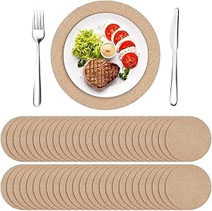 50 Pcs Burlap Round Placemats Bulk Reusable Wedding Burlap Round Rustic Table Decorations Jute Placemats Brown Circle Table Mats Charger Place Mats for Dinner Holiday Farmhouse Supplies