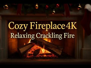 🎄 Christmas Fireplace 4K – Cozy Crackling Fire for Relax, Sleep & Study 🔥