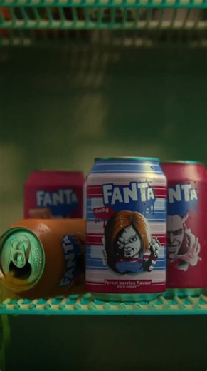 Coca-Cola Europacific Partners on Instagram: "If you scare easy… maybe sit this one out. Fanta has teamed up with Universal Pictures and Blumhouse for the ultimate Halloween collab - four horror icons for four iconic Fanta flavours. Meet the team: 🔪 Chucky – Forest Berries Zero Sugar (he’s got a knife and a sweet tooth) 🐻 Freddy Fazbear – Orange Zero Sugar (don’t fall asleep…) 🎭 The Grabber – Fruit Twist & Fruit Twist Zero Sugar (he’s got tricks, not treats) 🤖 M3GAN – Lemon (she’s smart, sty