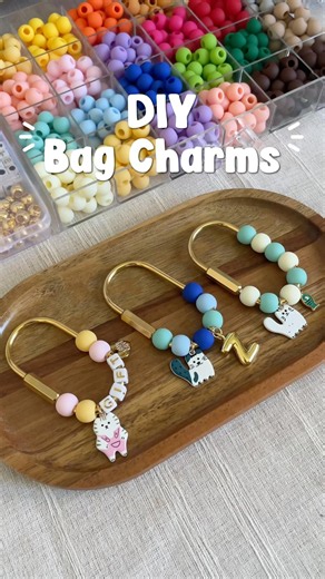 DIY Cute Bag Charm | Pastel Macaron Beads + Pink Kitty + Letter Beads