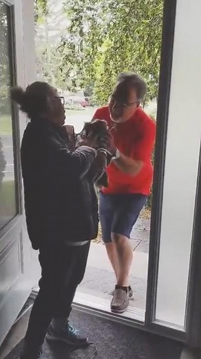Puppy gets excited when grandma and grandpa come to visit!