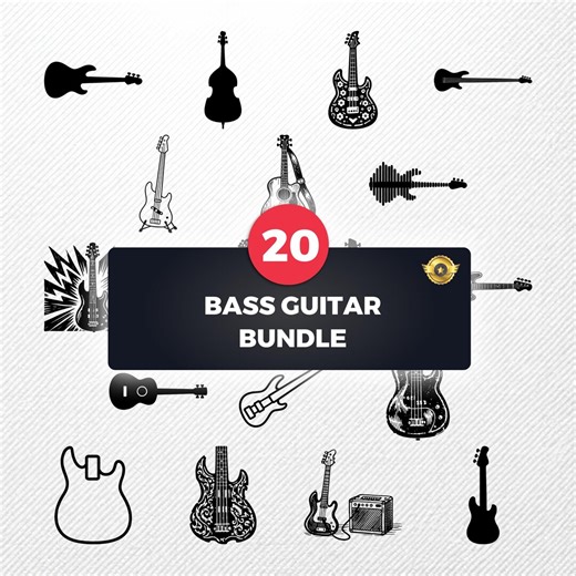 Bass Guitar SVG Bundle, 20 Electric Bass Silhouette Designs, Instrument Clipart for Cricut, Musician PNG, Band Vector, Acoustic Bass Svg - Etsy