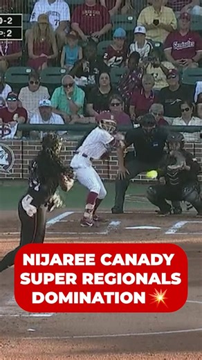 NiJaree Canady went OFF ️‍🔥 She put up 4 Ks and 1 homer vs. Florida State in Texas Tech Softball's first Super Regional win. #RoadToWCWS | NCAA Softball