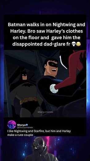 Batman catching Nightwing with Harley Quinn #batman #dccomics
