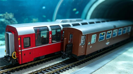 【米轨观光车厢 X 762窄轨旅游车厢】简单比对展示ho比例瑞士铁路米轨观光客车模型与奥地利窄轨旅游铁路车厢～bemo及roco出品～轨道交通火车迷机辆模式列车