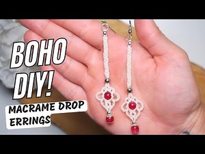 DIY Macrame Boho Style Drop Earrings With Beads