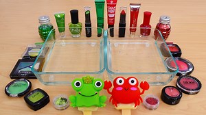 41K views · 428 reactions | Green vs Red - Mixing Makeup and Eyeshadow into Slime ASMR #asmr | Lena Slime and Makeup ASMR | Facebook