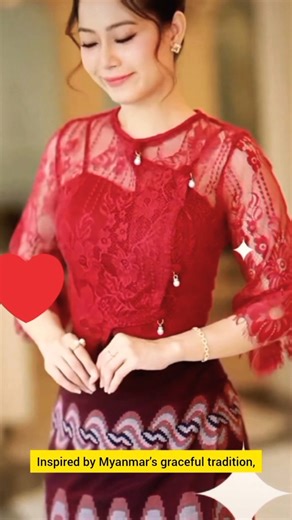 ❤️ ဇာအလှနဲ့ချိတ်ထမိန်ချုပ်ပုံအလှ | Red Burmese Traditional Dress