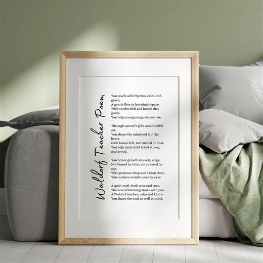 Waldorf Teacher Poem Gift Card Printable Wall Art Appreciation Gift for Waldorf Educator Thank You Classroom Keepsake Natural Learning Decor - Etsy
