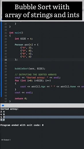 Bubble Sort with array of strings and ints in #c++ | #programming