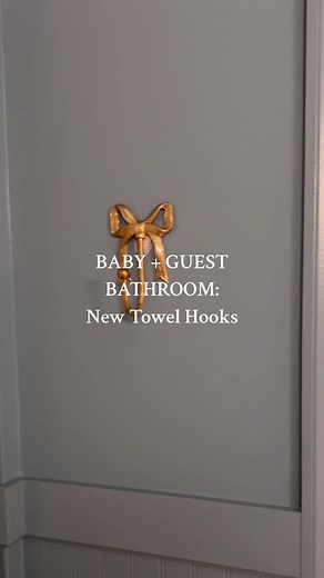 Part 2 of redecorating the guest bathroom for baby girl 🎀 Next up: DIY sconces, monogrammed towels, and new artwork! #bathroommakeover #bathroomdecor #guestbathroom #guestbathroommakeover #nurserybathroom #kidbathroom #uniqueguestbathroom #powderbathdesigns
