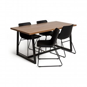 Buy Habitat Nomad Oak Dining Table & 4 Black Chairs | Dining table and chair sets | Argos