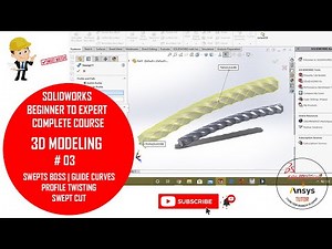 🔴 Solidworks Swept Boss | Swept Guide Curves | Swept Cut | Swept Profile Twisting.