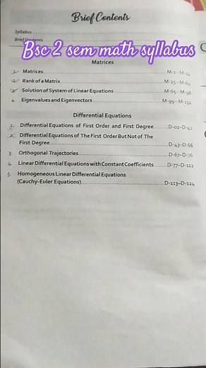 Bsc 2nd sem math syllabus|matrices and differential equations #ccsu #bsc2ndmaths #matrices #syllabus