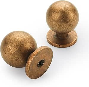10 Pack 1.2 Inch Antique Brass Round Drawer Knobs - Vintage & Retro Dresser & Cabinet Knobs