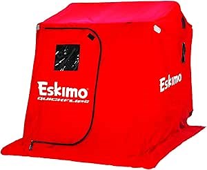 Eskimo 15400 QuickFlip 2 Portable Flip Style Ice Fishing Shelter with 60" Sled and Versa Top Mounted Chairs, 2 Person