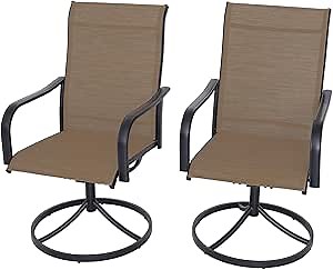 Anmutig Patio Swivel Dining Chairs Set of 2, Outdoor Swivel Chairs High Back with All Weather Textilene Metal Rocking Frame for Lawn Garden Backyard