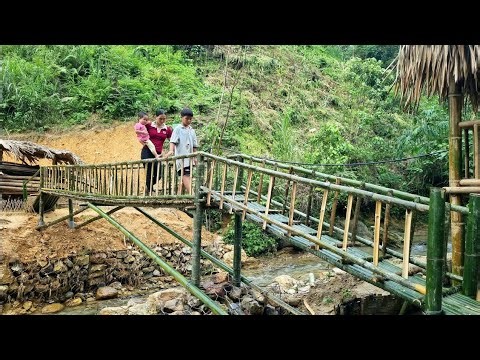 Single Mother Builds a Simple & Beautiful Bamboo Bridge | Village Life Survival