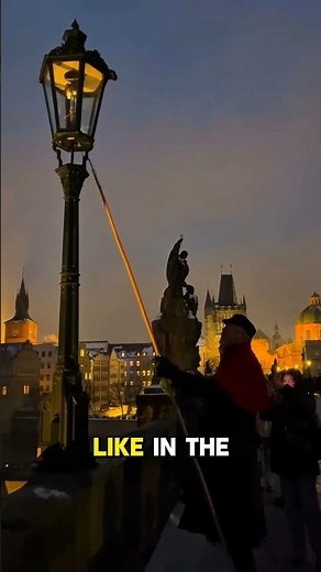 This is a depiction of the profession that lights street lamps