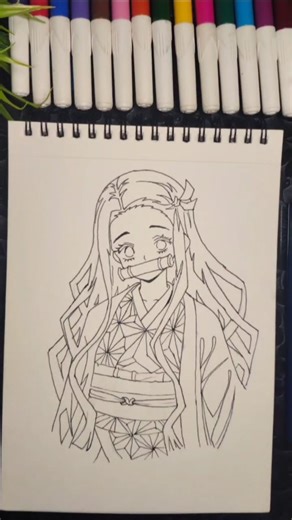 nezuko outline sketch 💞 #shorts #art#viralvideo #demonslayer #nezuko