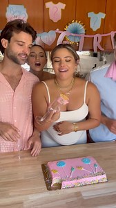 1.1M views · 8.9K reactions | Family is shocked by the results of this gender reveal game  #blessed #family #pregnant #viralvideo This family set up a gender reveal party to find out the gender of their expected child. The game is to use a cup to scoop out a chunk of the cake and see if there is pink or blue food coloring in the section of cake. The mother gets the winning slice of cake, and finds out she's having a baby boy. | Jamie and Blake | Facebook