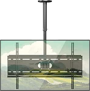 TV Ceiling Mount - Height Adjustable Bracket, Hanging Tilt 15 Swivel 360 Rotation Full Motion Pole Mount for 37-70" TVs, Up to 180 lbs, 700x400mm VESA Max, Black