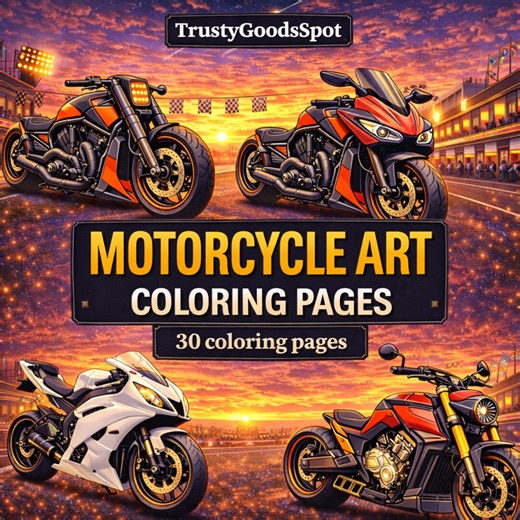 Motorcycle Coloring Pages 30 Pages|motorcycle Art Adults and Kids Printable Coloring Book PDF | Digital Download Activity - Etsy