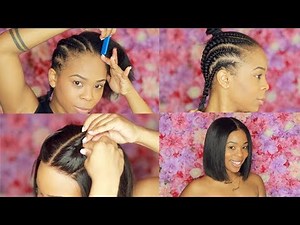 UPDATED : Braiding Pattern for Lace Front Wig and Complete Install | My First Wig