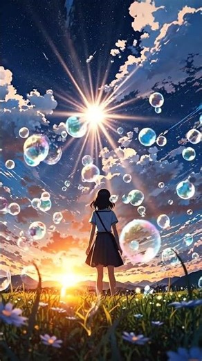 Girl Beneath the Endless Summer Sky | Cinematic Anime Landscape#animebackground #relaxing #animeart