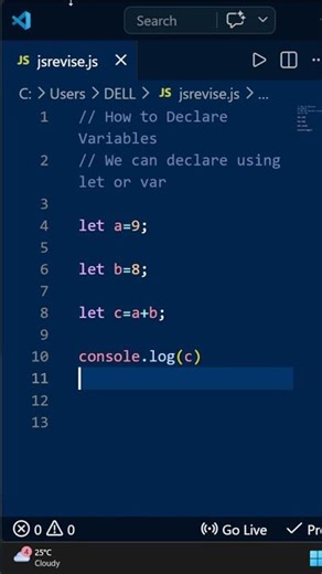 JS : DECLARING A VARIABLE #programming