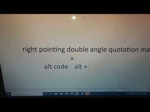 how to type right pointing double angle quotation mark in laptop