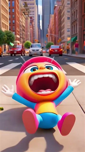 A colorful 3D cartoon character slipping on a banana