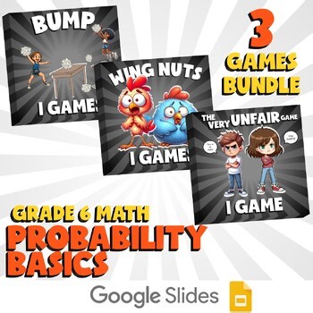 3 No Prep Math Games Bundle E - Probability Basics - Grade 6 Review Activity