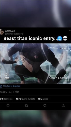 Beast titan first appearance..💀🥶👀 #attackontitan #youtubeshorts #viral #shortvideo