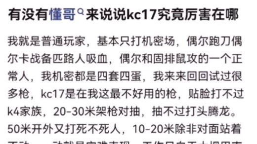 有没有懂哥🧐来说说kc17究竟厉害在哪