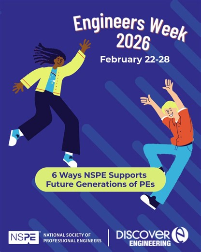 📚Today marks the start to another inspirational Engineers Week, and this year’s #Eweek2026 theme #TransformYourFuture couldn’t be more on brand for NSPE! As the association dedicated to supporting PEs at every stage of their journey, we strive to uplift the next generation of engineers. Here are 6️⃣ ways we're helping aspiring PEs transform their dreams into their reality. https://ow.ly/67gW50YiP49 | National Society of Professional Engineers (NSPE)
