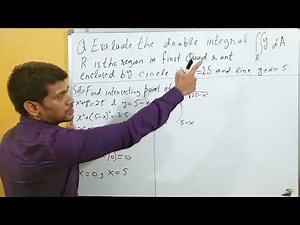 Double integral over non rectangular region bounded by circle and straight line.