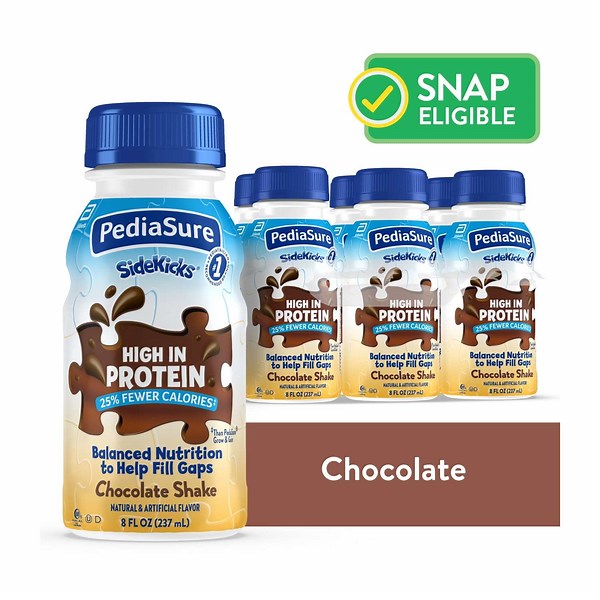 PediaSure SideKicks, Kids Protein Shake, Chocolate, 8-fl-oz Bottle, Pack of 6