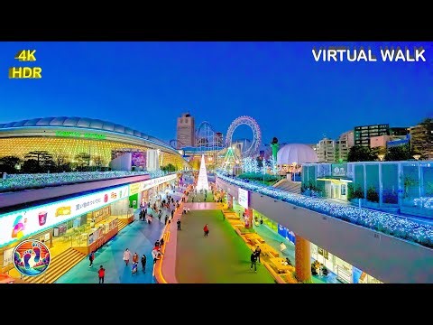Tokyo Dome City Night Walk 東京ドームシティ | Winter Illuminations • Saturday Night • 4K HDR