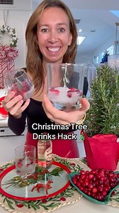 CHRISTMAS TREE DRINKS HACK 🎄 adorable hack for serving drinks at your holiday parties. I’m completely obsessed with doing this!! so easy to do and really adds out something special!! Love this idea!! | At Home With Shannon