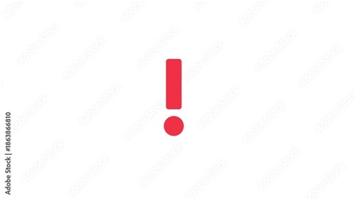 Clean red exclamation mark animation, indicating critical alerts, high-priority notifications, system warnings, and urgent error indicators for UI.